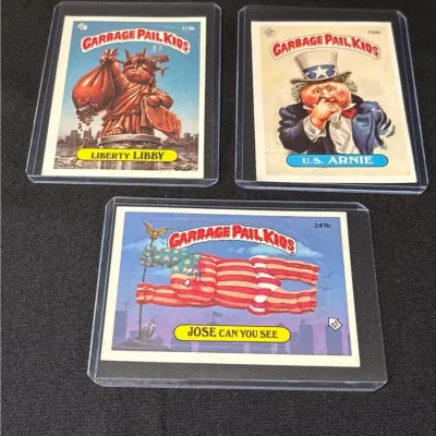 1986 Topps Garbage Pail Kids Cards - Liberty Libby 113b, U.S. Arnie 110b, Jose Can You See 241b