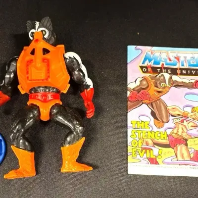 VTG Masters of the Universe Stinkor Figure w Shield + Mini Comic - MOTU, Mattel, He-Man