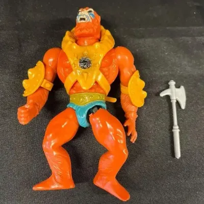 VTG Masters of the Universe Beast Man Figure w Yellow Armor & Grey Axe - MOTU, Mattel, He-Man