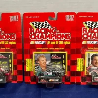 New 1997 NASCAR Die Cast Cars - Racing Champions, Collector Card, Stricklin, Trickle, Gordon