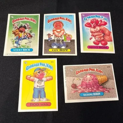 80s Topps Garbage Pail Kids Cards - Sticky Rick, Coy Roy, Squoze Rose, Rod, Baskin Robin