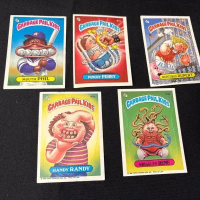 80s Topps Garbage Pail Kids Cards - Mouth Phil, Punchy Perry, Rupert, Randy, Wriggley Rene