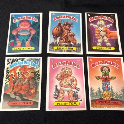 80s Topps Garbage Pail Kids Cards - Luke, Liberty Libby, Pinned Lynn, Tagged Tad, Peepin Tom, Tatum