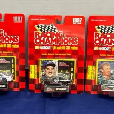 Die Cast Cars Nascar Racing Champions - Collector Card, Display Stand, Jarrett, Allen, Trickle, 1997