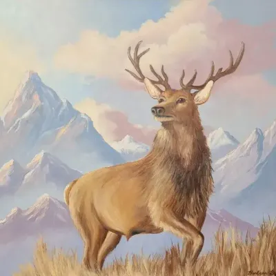 Signed Scenic Stag Painting - Barbara Byron '98