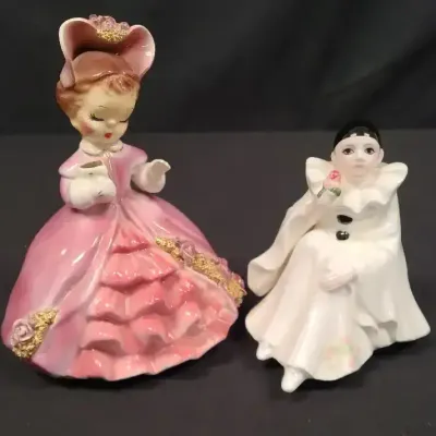 Josef Originals "Denise" Figurine And "Pierrot Love" Schmid, Spinning Musical Mate 