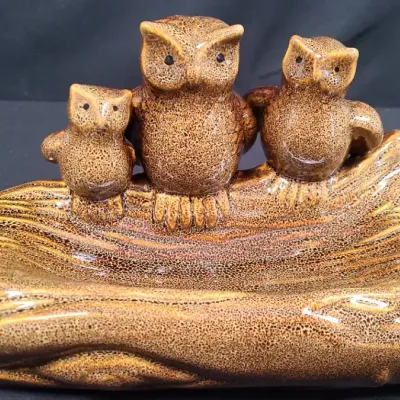 Perched Pals - Tabletop Trio Of Vintage Owls, Decorative Accent