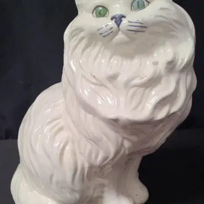 White Ceramic Persian Cat Statue