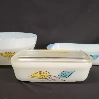 Fire King Ovenware Featuring Decorative Leaf Motif