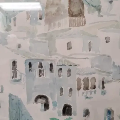 Signed Watercolor Featuring  A Striking Street Scene 