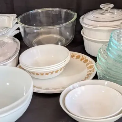 CorningWare Pyrex Corelle Butterfly Gold Kitchenware Lot Casseroles Bowls