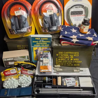 Shooting Accessories Lot Hearing Protection Cleaning Kit Ammo Cans Eyewear