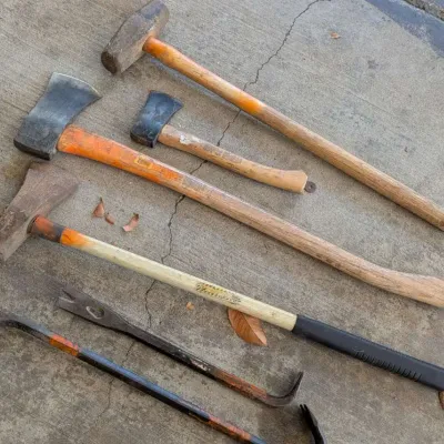 Vintage Heavy-Duty Hand Tool Lot – Splitting Maul, Axes, Sledgehammer & Pry Bars