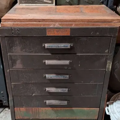 Vintage Hamilton Mfg. Co. Industrial Steel Cabinet Lot w/ Organizers & Hardware