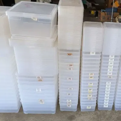 Massive Lot of Clear Plastic Storage Tubs & Desktop Drawer Units (The Container Store & More)