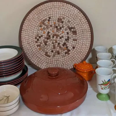 Vintage Kitchenware Lot Winfield California Pottery Wieland Ware Bird Mugs