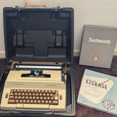Vintage Smith-Corona Cartridge Mark I Electric Typewriter & Specialty Paper Bundle