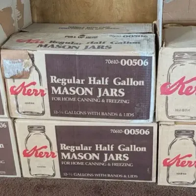 Vintage Kerr Half-Gallon Mason Jars in Original Boxes – Lot of 6 Cases (72 Total Jars)