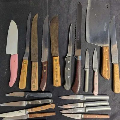 Kitchen Knife Collection Lot Kiwi Cleaver Old Hickory Chicago Cutlery Ekco