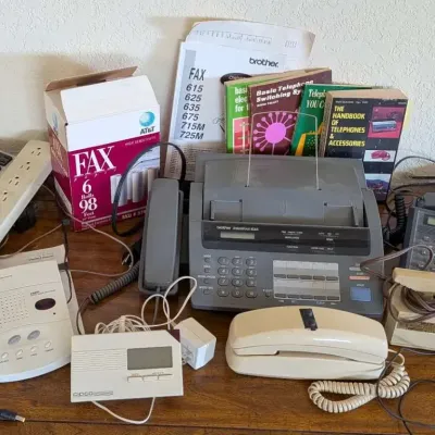 Vintage Office Electronics & Power Surge Protector Lot - Fax, CIDCO Caller ID, Answering Machine