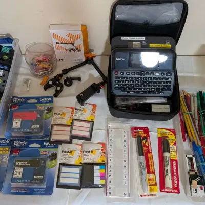 Brother P-touch PT-D600 Label Maker Office Supply Lot Tapes Markers Pens