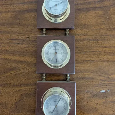 Vintage Springfield 3-Gauge Wall Weather Station - Barometer Thermometer Hygrometer