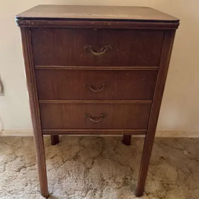 Vintage Mahogany Sheet Music Stand Cabinet with Faux-Drawer Drop Front