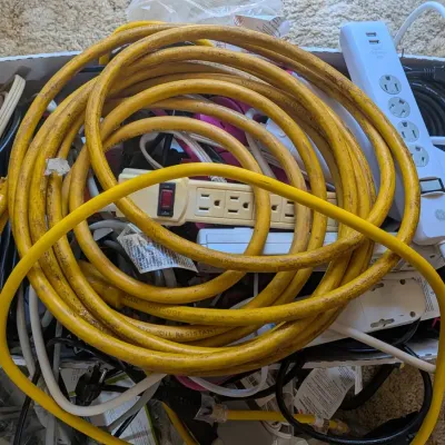 Large Estate Lot of Extension Cords, Power Strips & Cable Accessories