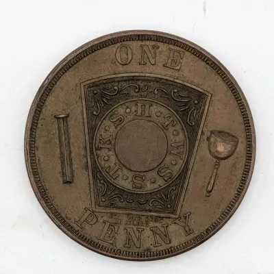 1881 Antique Masonic Royal Arch Mason (R.A.M.) Chapter Penny Token – Cleveland, Ohio