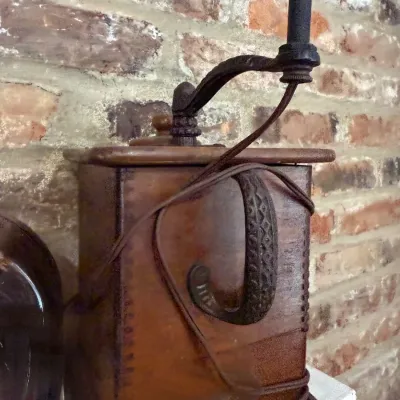 Antique metal crank coffee grinder