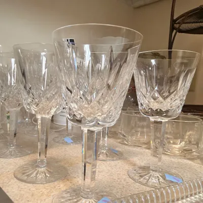 Cut crystal stemware wine glasses and tumblers