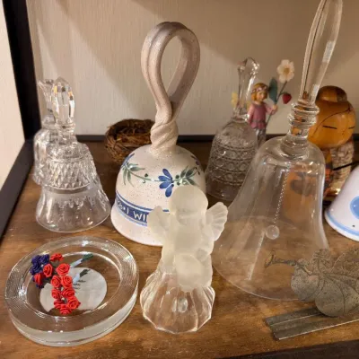Collection of crystal and glass bells