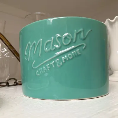Mason Craft and More teal ceramic crock