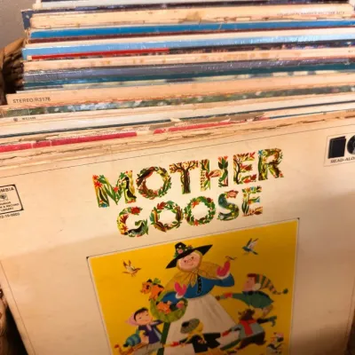 Basket of vintage children's LP records