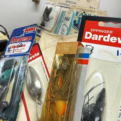Vintage fishing lures Eppinger Dardevle and Peck's