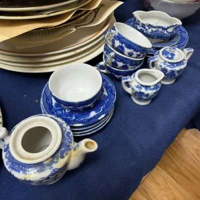 Blue and white child's china tea set