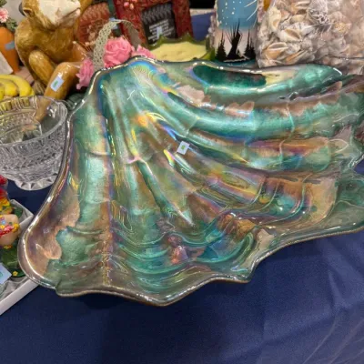 Large iridescent lustre glazed shell bowl