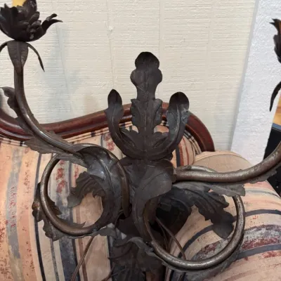 Wrought iron leaf candelabra sconce