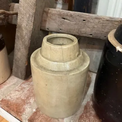 Antique salt glaze stoneware canning crock