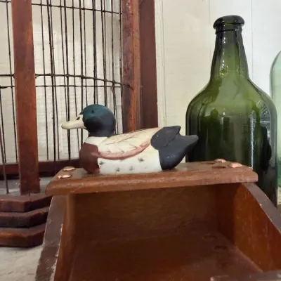 Carved wooden mallard duck decoy