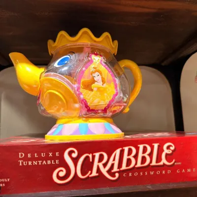Disney Mrs. Potts toy teapot and Deluxe Scrabble game