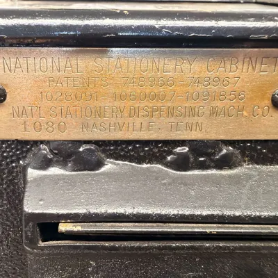 National Stationery Cabinet Nashville maker's plate detail
