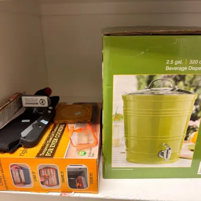Boxed ceramic beverage dispenser and kitchen gadgets