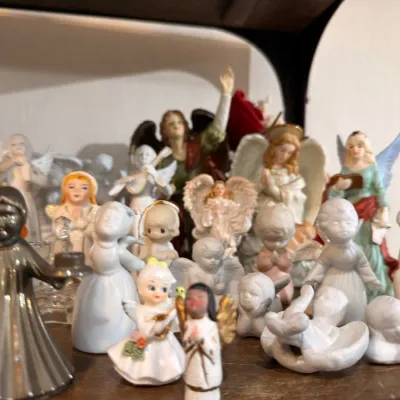 Assorted vintage angel and cherub figurines