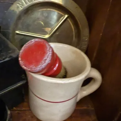 Antique ironstone shaving mug with brush