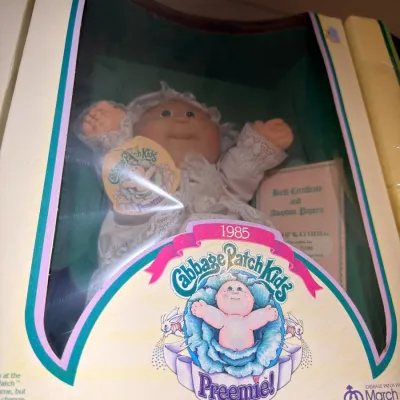 1985 Cabbage Patch Kids Preemie in lace gown, boxed