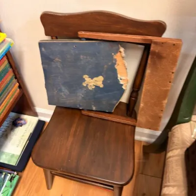 Mid-century wood step-end table and chair back