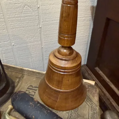 Antique turned wood hand bell