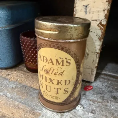 Adam's Salted Mixed Nuts advertising tin