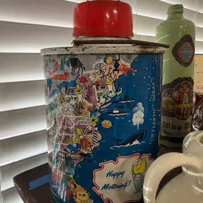 Esso Happy Motoring tin cooler jug